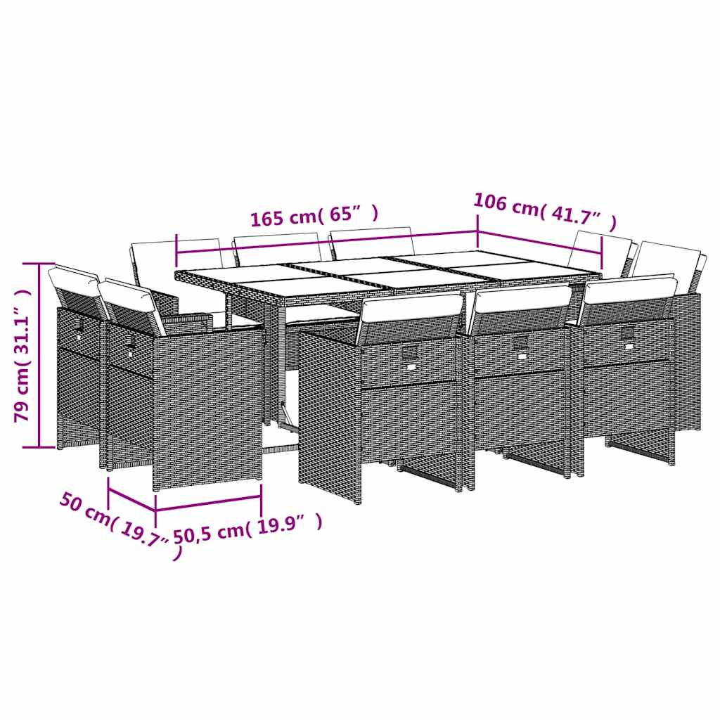 11-delige Tuinset met kussens poly rattan grijs is nu te koop bij PeponiXL, paradijselijk wonen!