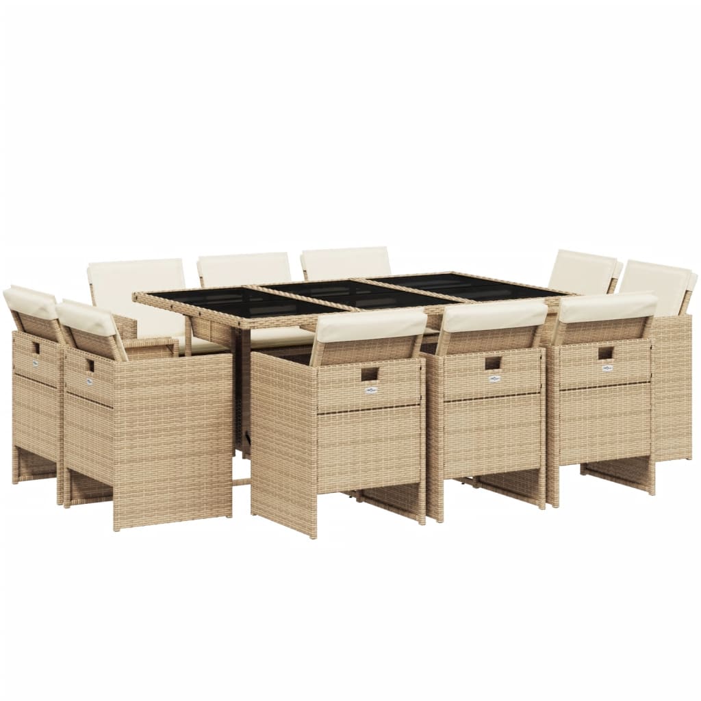 11-delige Tuinset met kussens poly rattan beige is nu te koop bij PeponiXL, paradijselijk wonen!
