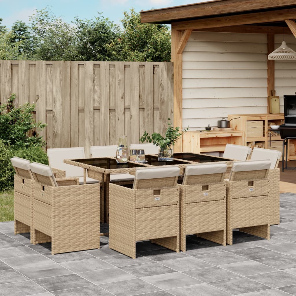 11-delige Tuinset met kussens poly rattan beige is nu te koop bij PeponiXL, paradijselijk wonen!