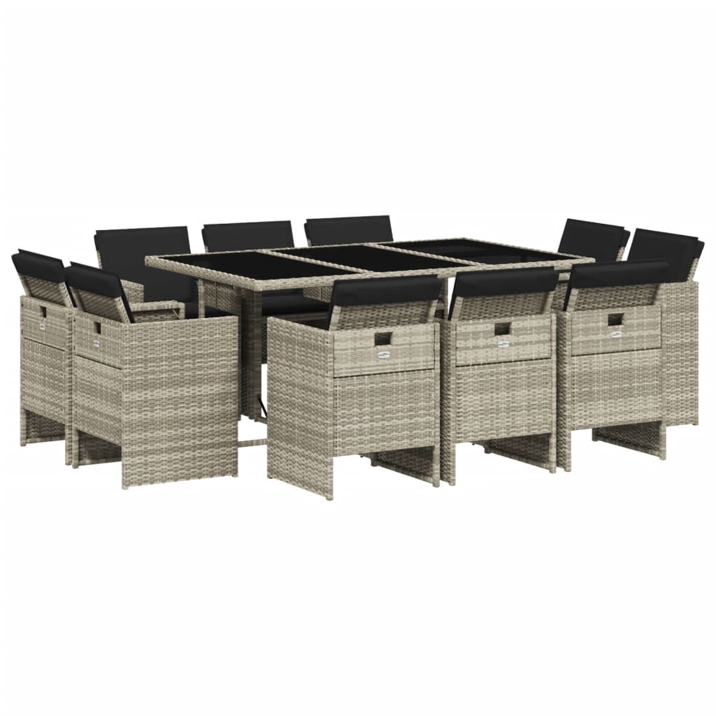 11-delige Tuinset met kussens poly rattan lichtgrijs is nu te koop bij PeponiXL, paradijselijk wonen!