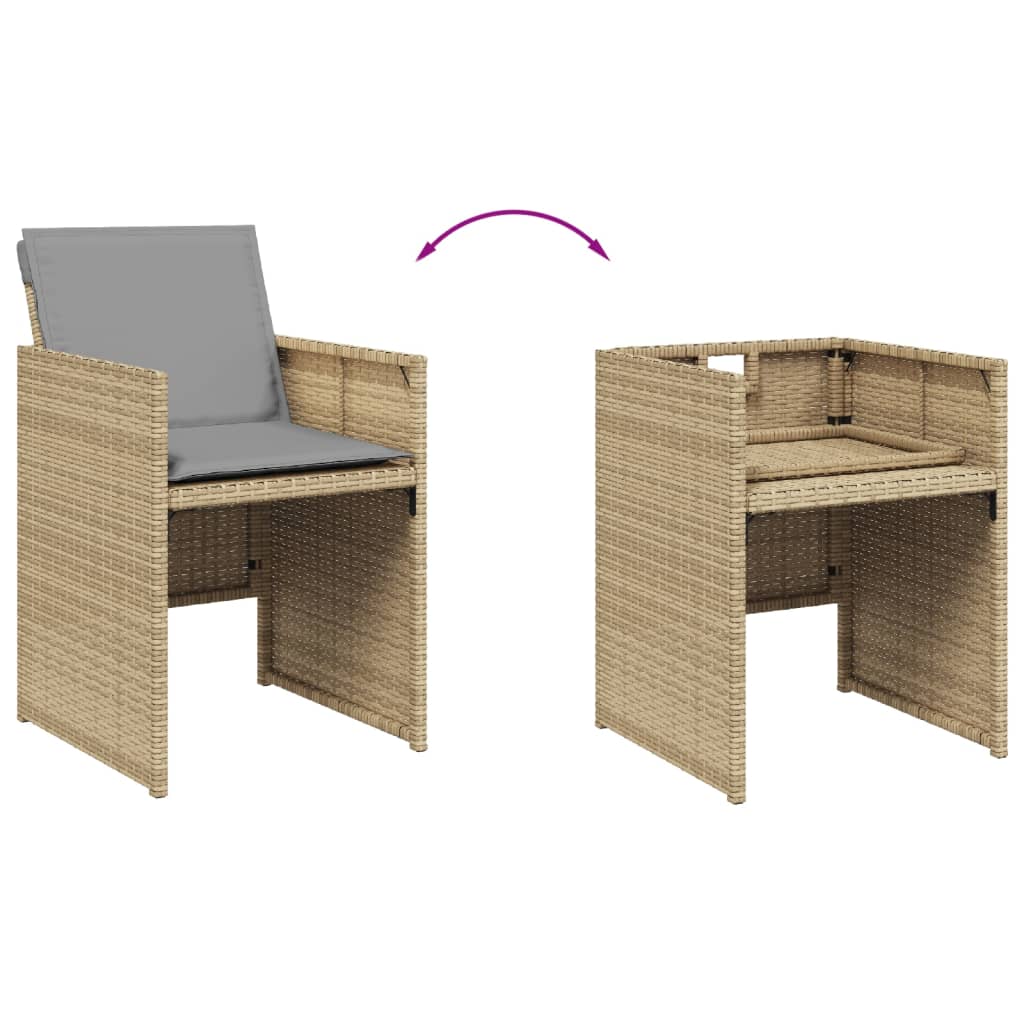 11-delige Tuinset met kussens poly rattan gemengd beige is nu te koop bij PeponiXL, paradijselijk wonen!
