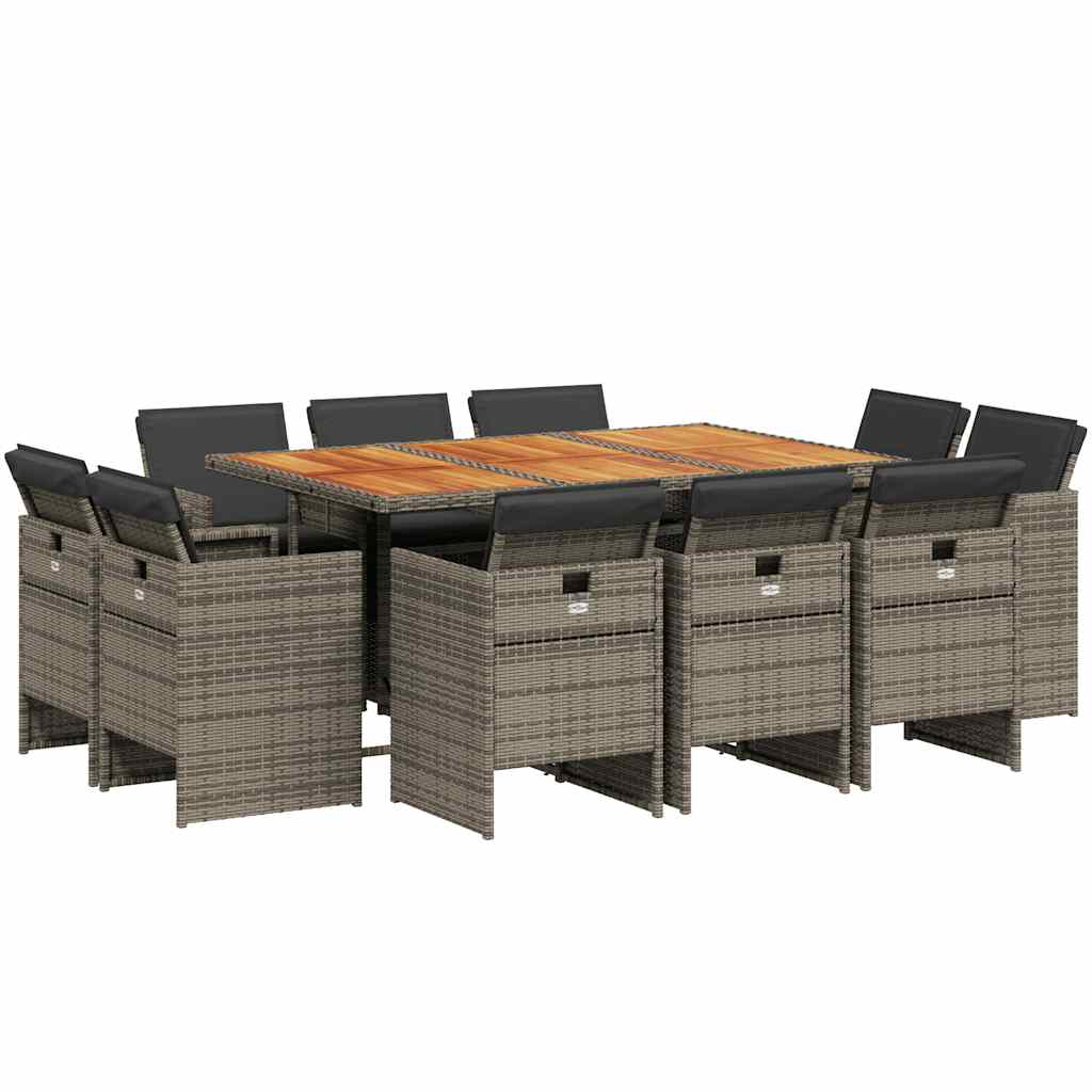 11-delige Tuinset met kussens poly rattan grijs is nu te koop bij PeponiXL, paradijselijk wonen!