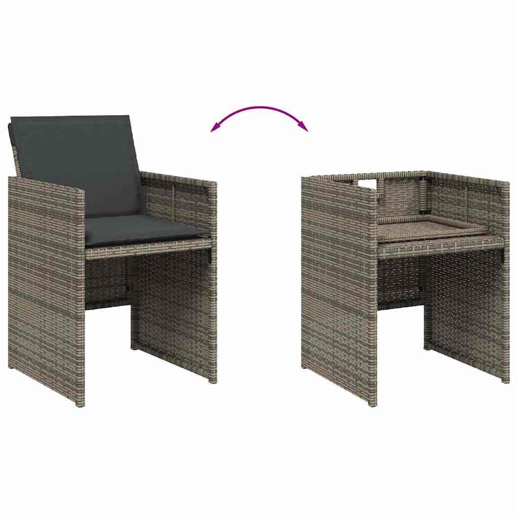 11-delige Tuinset met kussens poly rattan grijs is nu te koop bij PeponiXL, paradijselijk wonen!