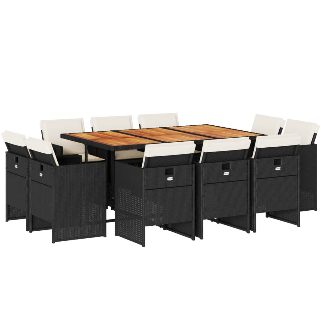 11-delige Tuinset met kussens poly rattan zwart is nu te koop bij PeponiXL, paradijselijk wonen!