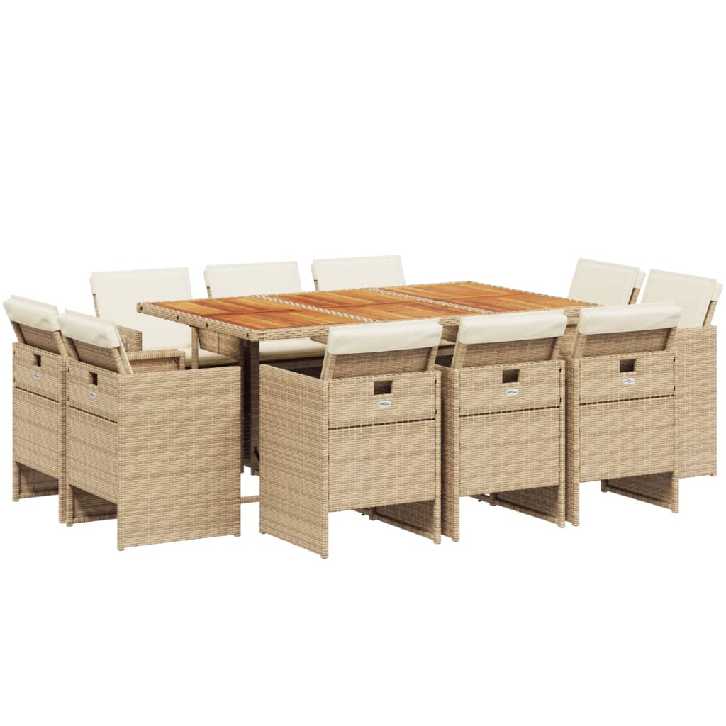 11-delige Tuinset met kussens poly rattan beige is nu te koop bij PeponiXL, paradijselijk wonen!