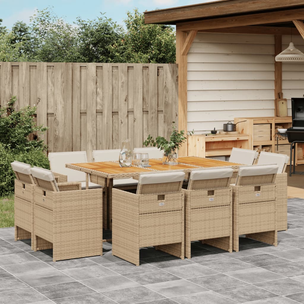 11-delige Tuinset met kussens poly rattan beige is nu te koop bij PeponiXL, paradijselijk wonen!