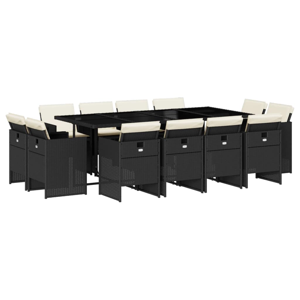13-delige Tuinset met kussens poly rattan zwart is nu te koop bij PeponiXL, paradijselijk wonen!