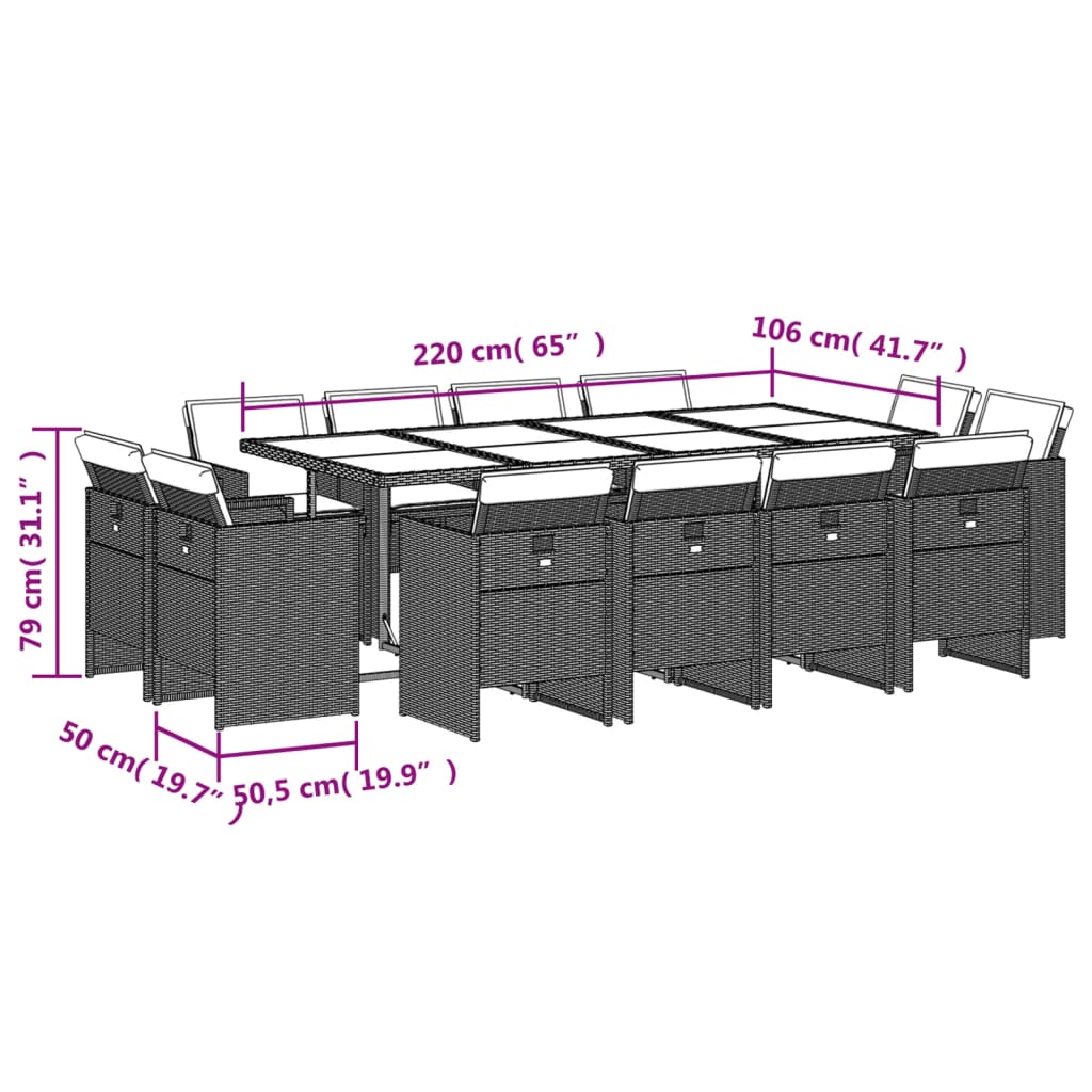 13-delige Tuinset met kussens poly rattan zwart is nu te koop bij PeponiXL, paradijselijk wonen!