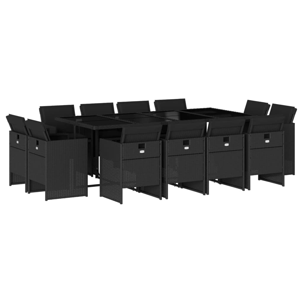 13-delige Tuinset met kussens poly rattan zwart is nu te koop bij PeponiXL, paradijselijk wonen!