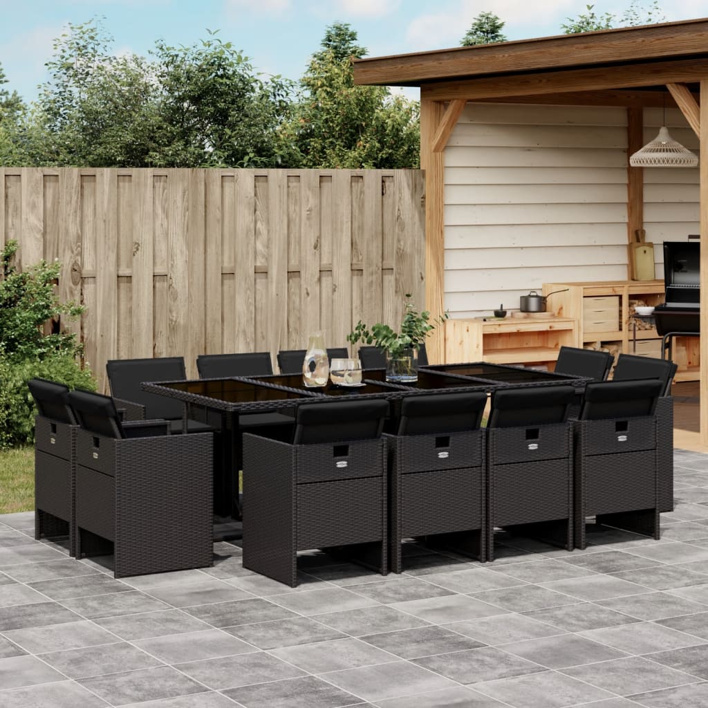 13-delige Tuinset met kussens poly rattan zwart is nu te koop bij PeponiXL, paradijselijk wonen!