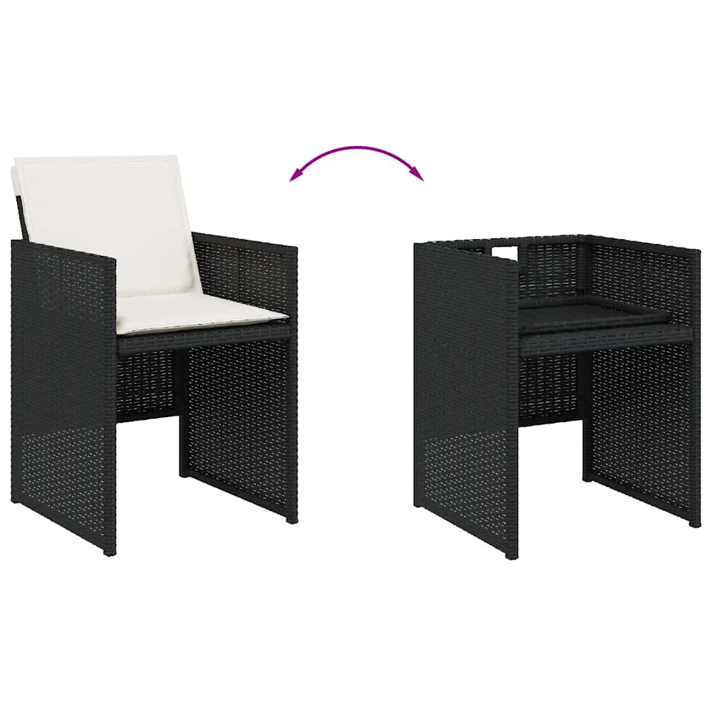 13-delige Tuinset met kussens poly rattan zwart