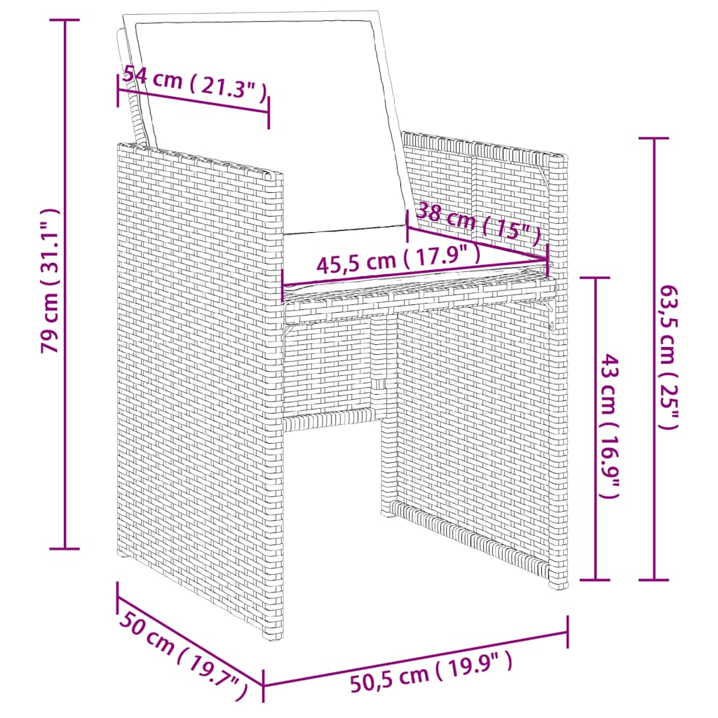 13-delige Tuinset met kussens poly rattan zwart