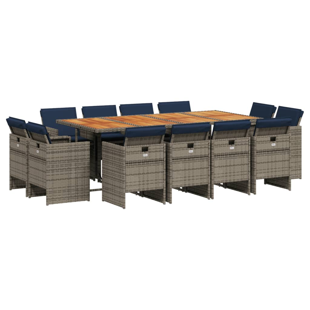 13-delige tuinset met kussens, grijs polyrotan is nu te koop bij PeponiXL, paradijselijk wonen!