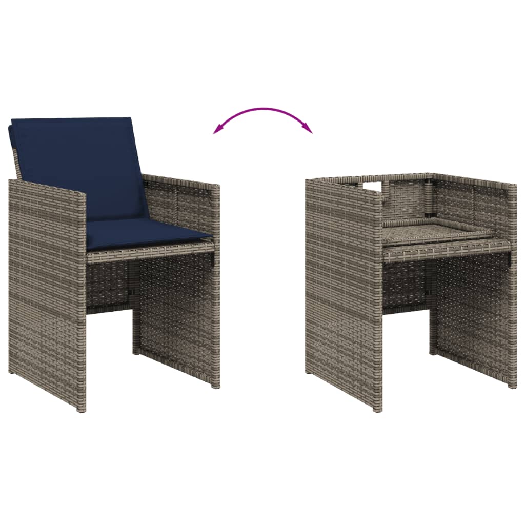 13-delige tuinset met kussens, grijs polyrotan is nu te koop bij PeponiXL, paradijselijk wonen!