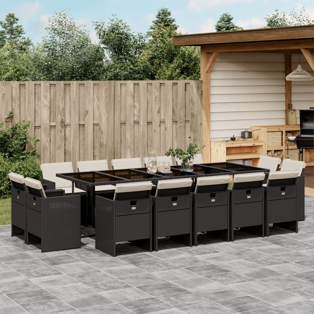 15-delige Tuinset met kussens poly rattan zwart is nu te koop bij PeponiXL, paradijselijk wonen!