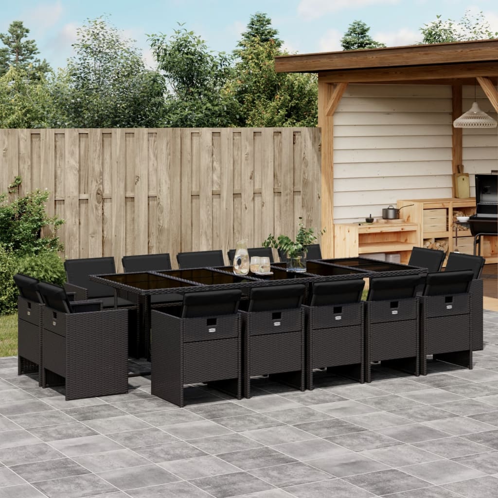 15-delige Tuinset met kussens poly rattan zwart is nu te koop bij PeponiXL, paradijselijk wonen!