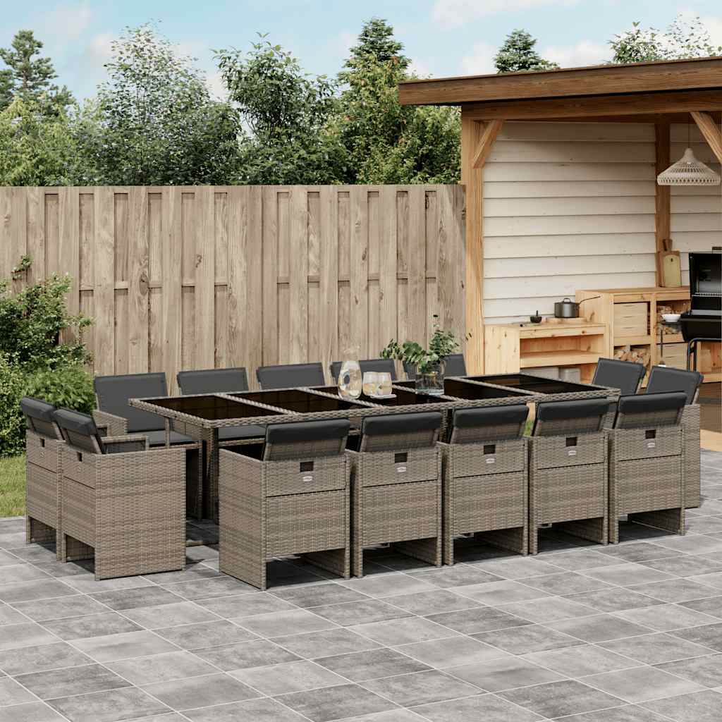 15-delige Tuinset met kussens poly rattan grijs is nu te koop bij PeponiXL, paradijselijk wonen!