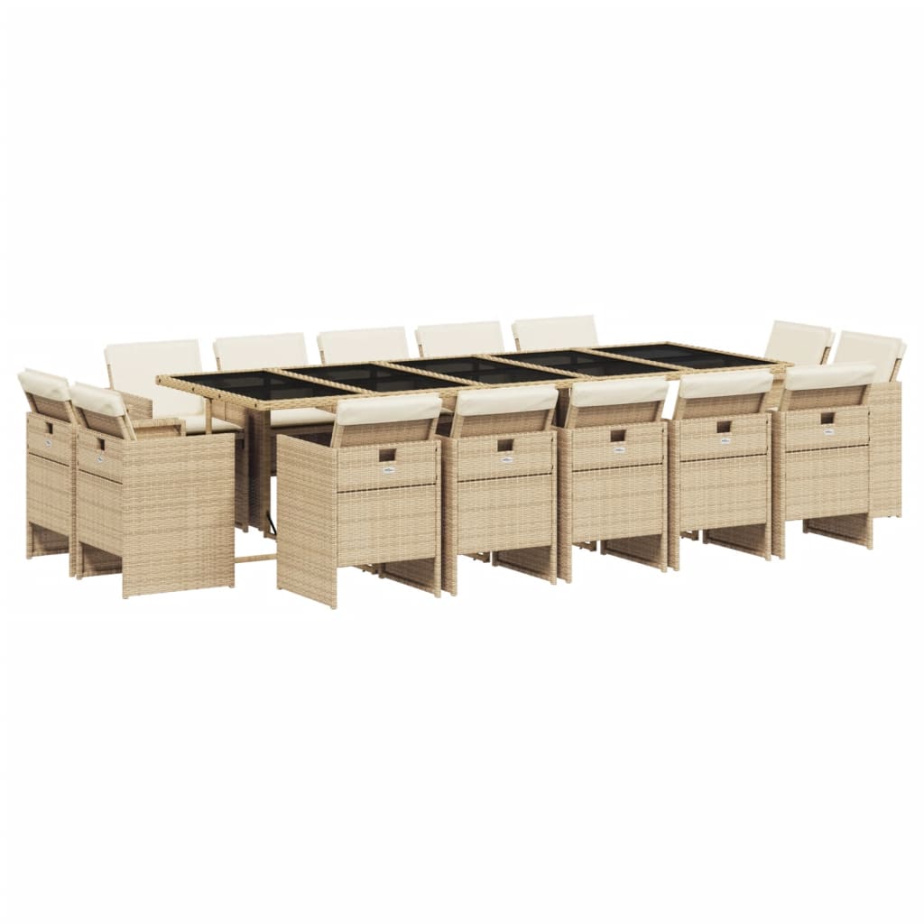 15-delige Tuinset met kussens poly rattan beige is nu te koop bij PeponiXL, paradijselijk wonen!