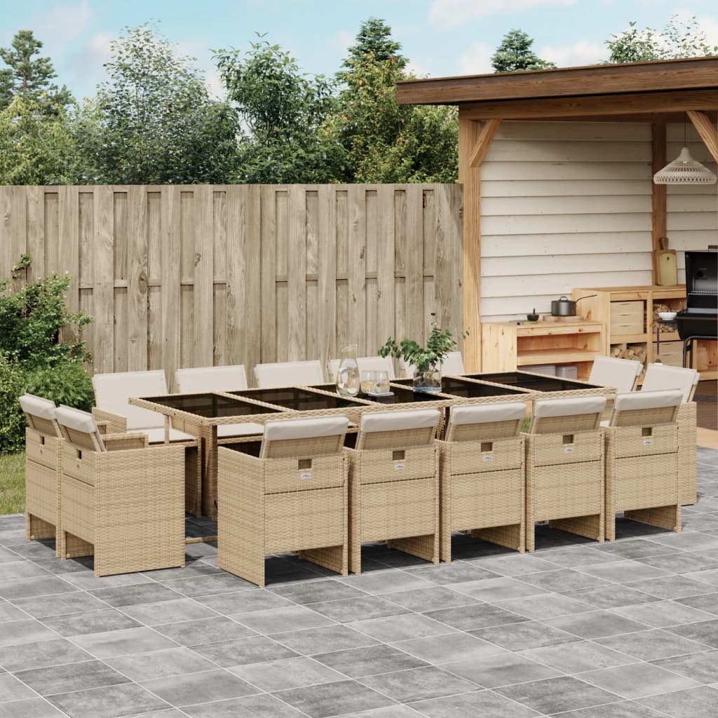 15-delige Tuinset met kussens poly rattan beige is nu te koop bij PeponiXL, paradijselijk wonen!