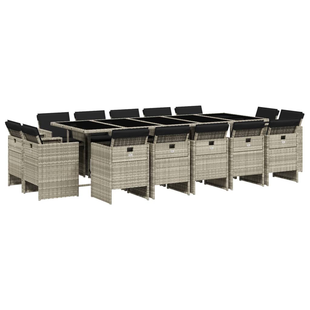15-delige Tuinset met kussens poly rattan lichtgrijs is nu te koop bij PeponiXL, paradijselijk wonen!