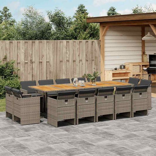 15-delige Tuinset met kussens poly rattan grijs is nu te koop bij PeponiXL, paradijselijk wonen!