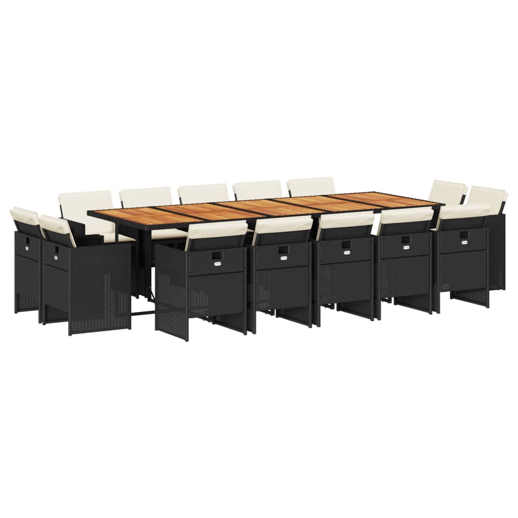 15-delige Tuinset met kussens poly rattan zwart is nu te koop bij PeponiXL, paradijselijk wonen!