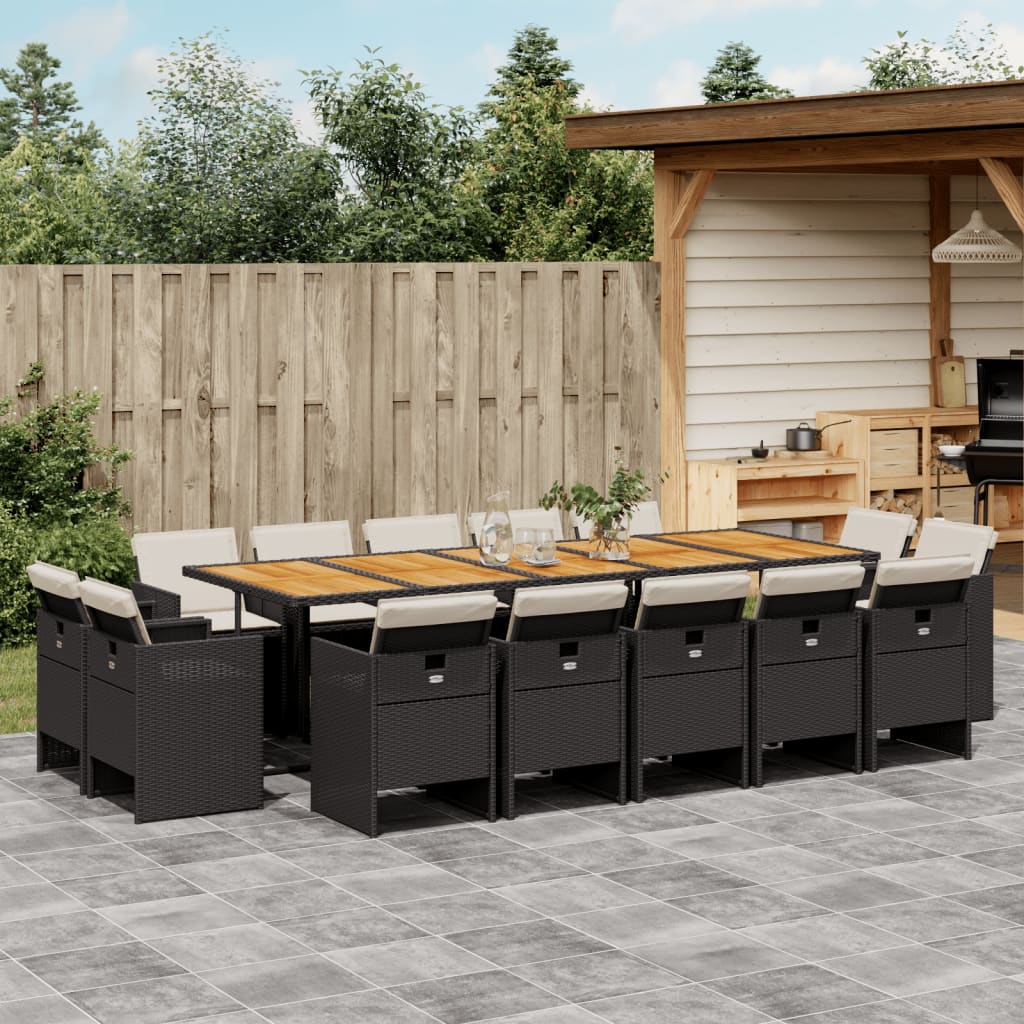 15-delige Tuinset met kussens poly rattan zwart is nu te koop bij PeponiXL, paradijselijk wonen!