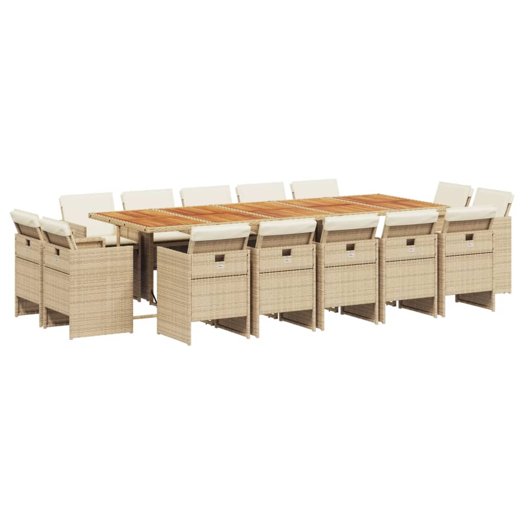 15-delige Tuinset met kussens poly rattan beige is nu te koop bij PeponiXL, paradijselijk wonen!