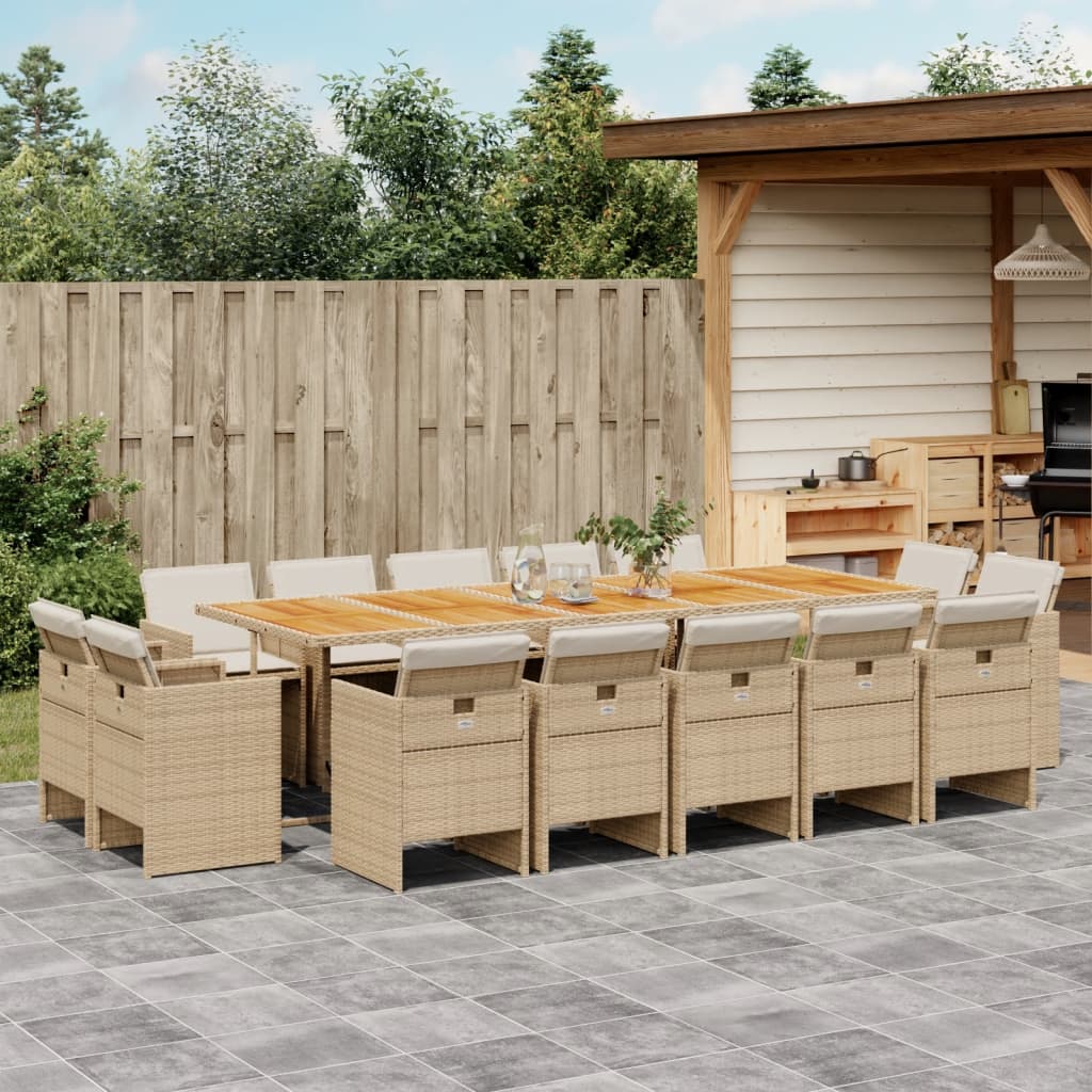 15-delige Tuinset met kussens poly rattan beige is nu te koop bij PeponiXL, paradijselijk wonen!
