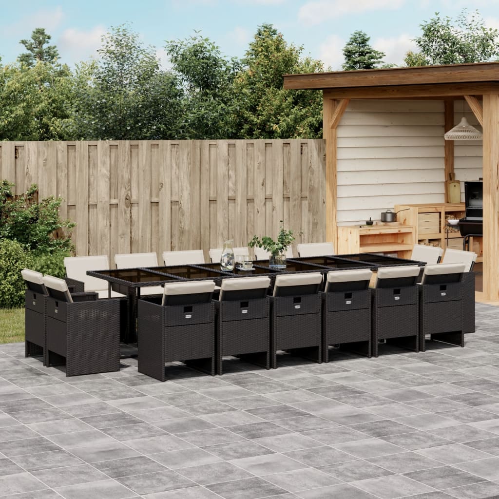 17-delige Tuinset met kussens poly rattan zwart is nu te koop bij PeponiXL, paradijselijk wonen!