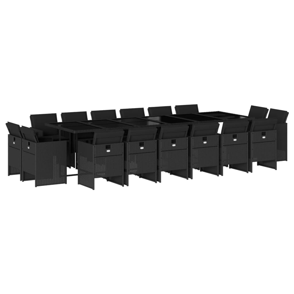 17-delige Tuinset met kussens poly rattan zwart is nu te koop bij PeponiXL, paradijselijk wonen!