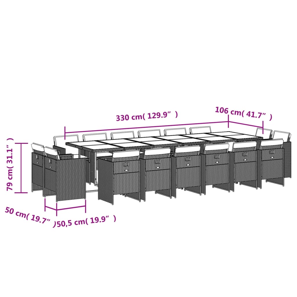 17-delige Tuinset met kussens poly rattan zwart is nu te koop bij PeponiXL, paradijselijk wonen!