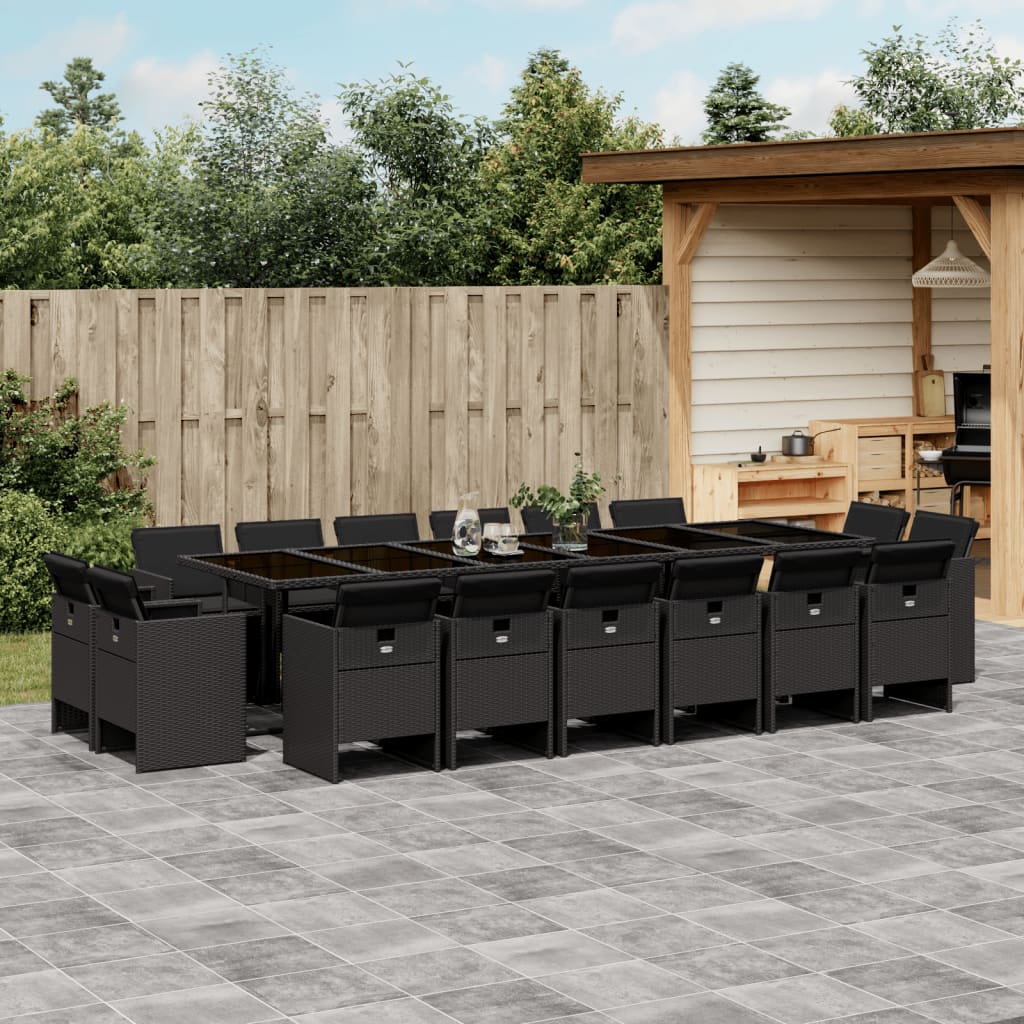 17-delige Tuinset met kussens poly rattan zwart is nu te koop bij PeponiXL, paradijselijk wonen!