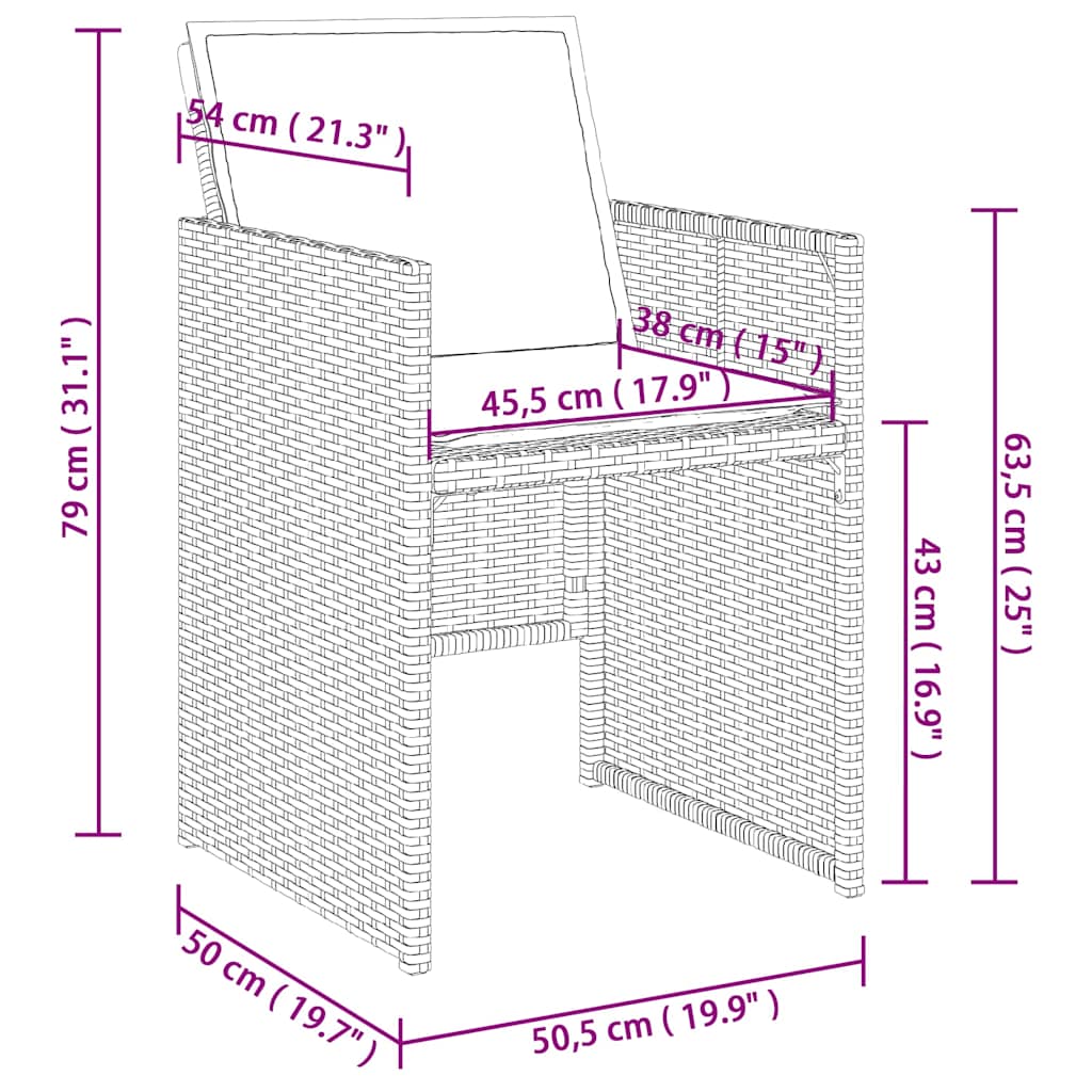 17-delige Tuinset met kussens poly rattan grijs