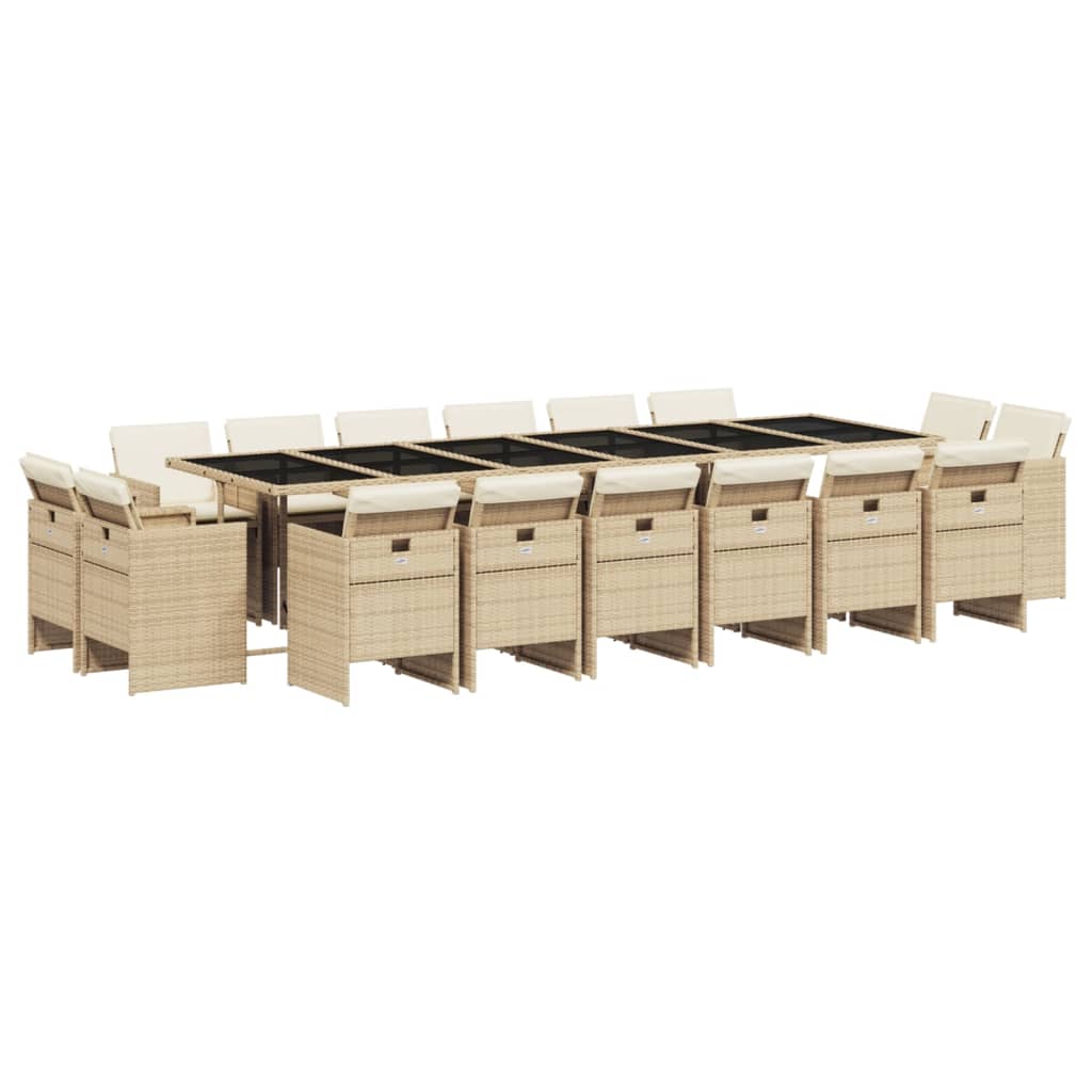 17-delige Tuinset met kussens poly rattan beige is nu te koop bij PeponiXL, paradijselijk wonen!