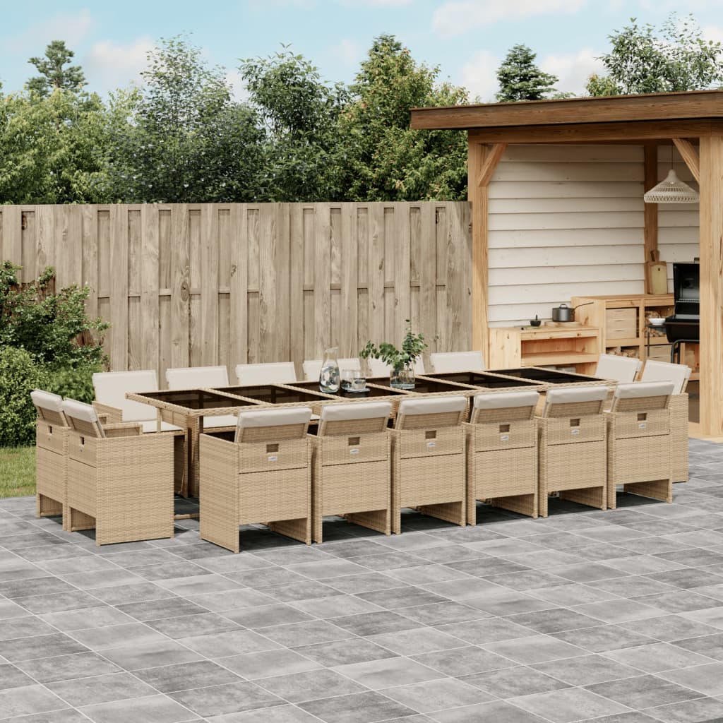 17-delige Tuinset met kussens poly rattan beige is nu te koop bij PeponiXL, paradijselijk wonen!