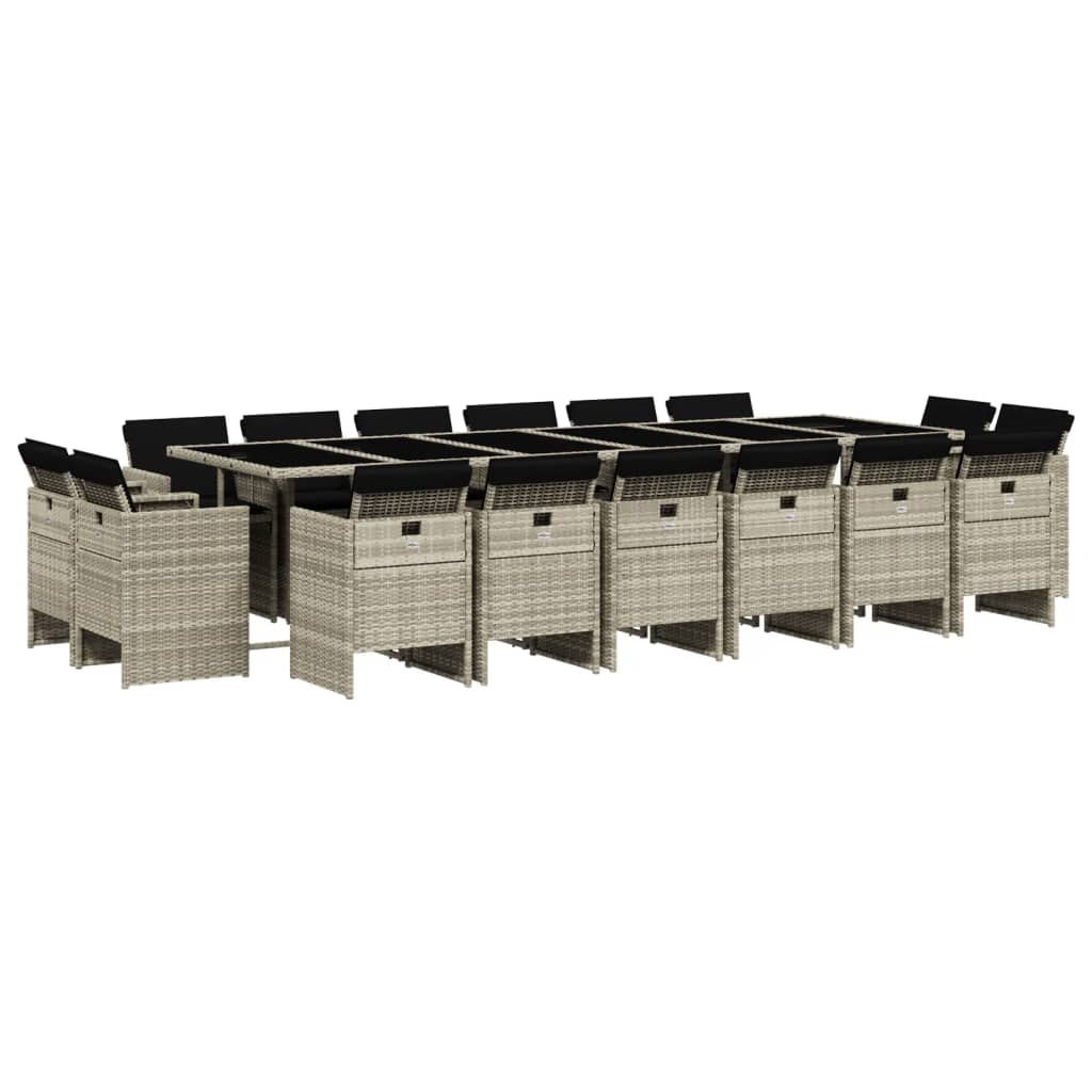 17-delige Tuinset met kussens poly rattan lichtgrijs is nu te koop bij PeponiXL, paradijselijk wonen!
