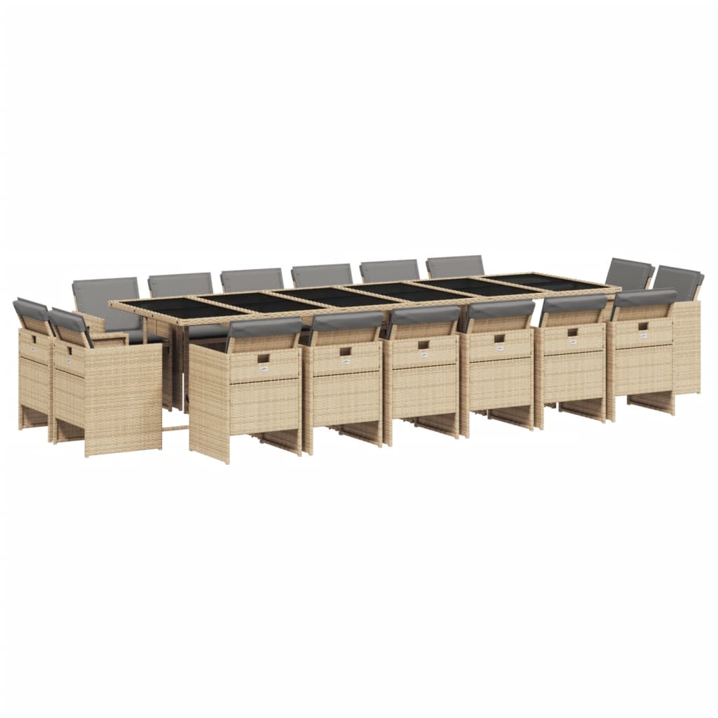 17-delige Tuinset met kussens poly rattan gemengd beige is nu te koop bij PeponiXL, paradijselijk wonen!