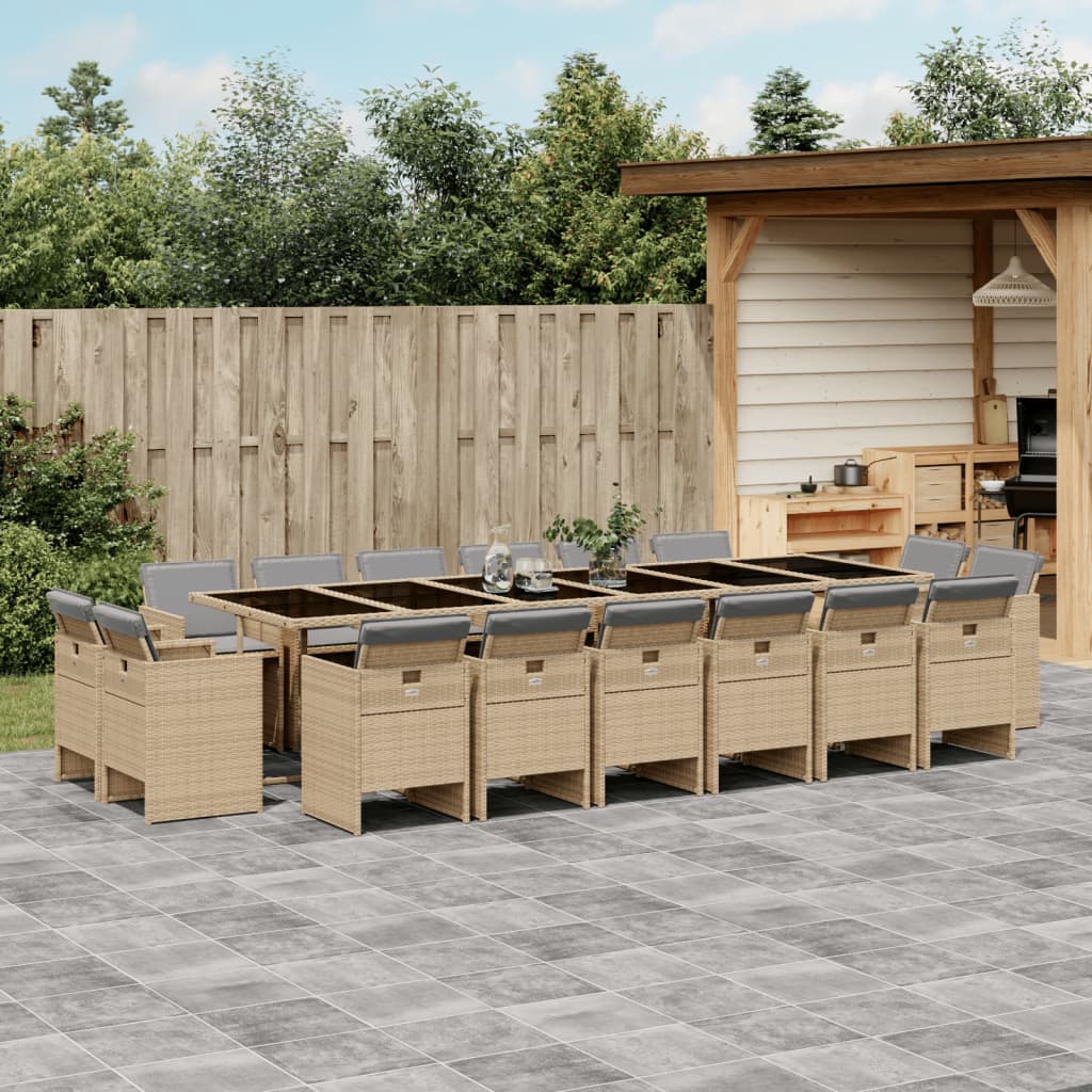 17-delige Tuinset met kussens poly rattan gemengd beige is nu te koop bij PeponiXL, paradijselijk wonen!