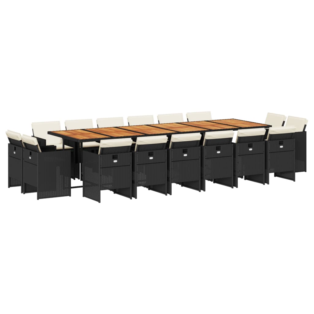 17-delige Tuinset met kussens poly rattan zwart is nu te koop bij PeponiXL, paradijselijk wonen!