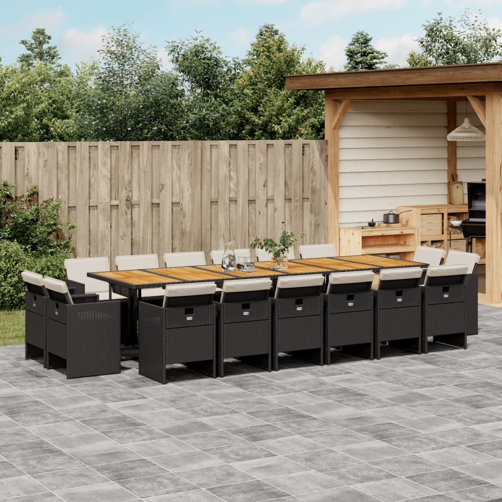17-delige Tuinset met kussens poly rattan zwart is nu te koop bij PeponiXL, paradijselijk wonen!