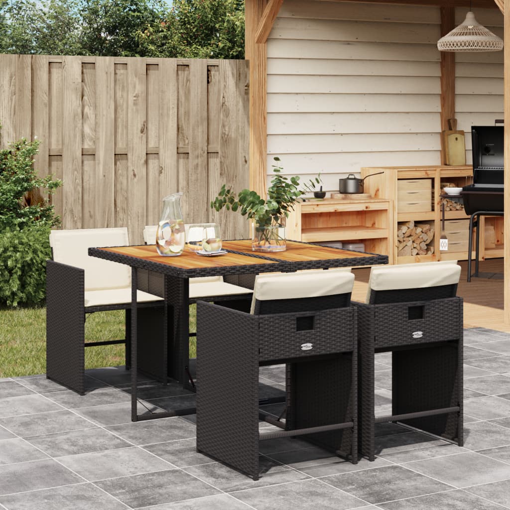 5-delige Tuinset met kussens poly rattan zwart is nu te koop bij PeponiXL, paradijselijk wonen!