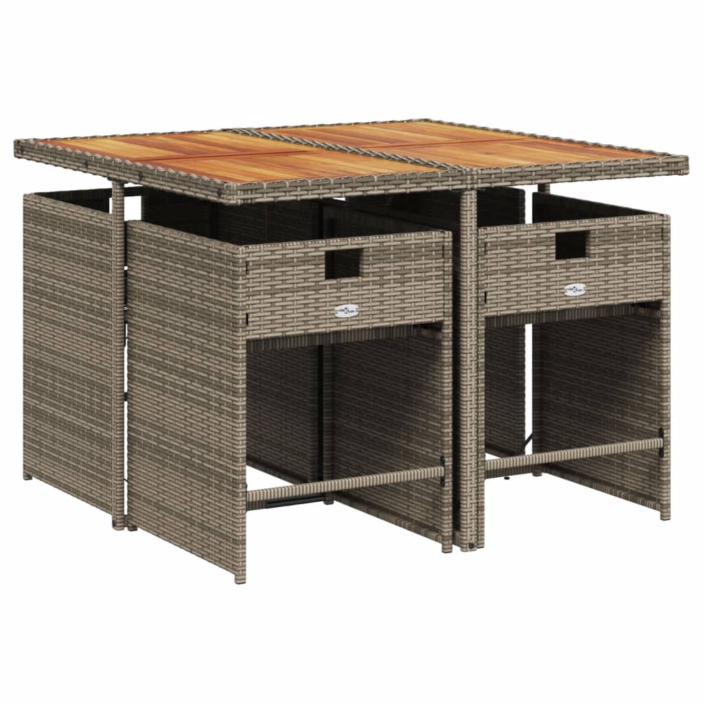 5-delige tuinset met kussens, grijs polyrotan is nu te koop bij PeponiXL, paradijselijk wonen!