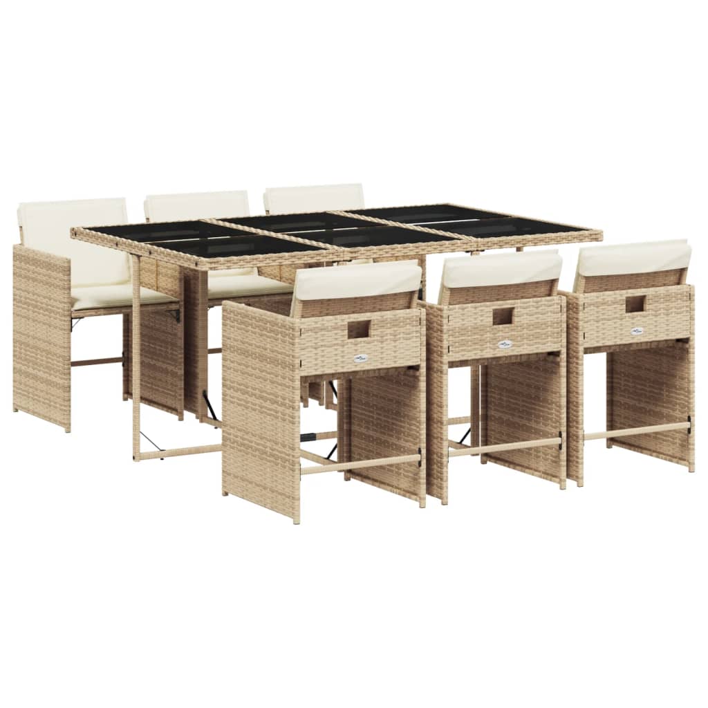 7-delige Tuinset met kussens poly rattan beige is nu te koop bij PeponiXL, paradijselijk wonen!