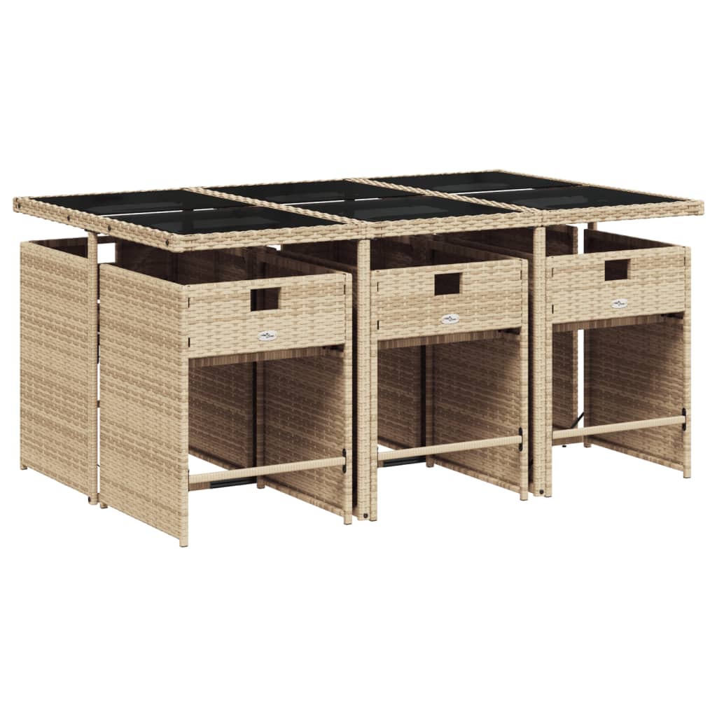 7-delige Tuinset met kussens poly rattan beige is nu te koop bij PeponiXL, paradijselijk wonen!