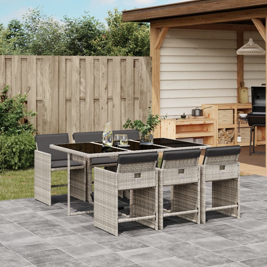 7-delige Tuinset met kussens poly rattan grijs is nu te koop bij PeponiXL, paradijselijk wonen!