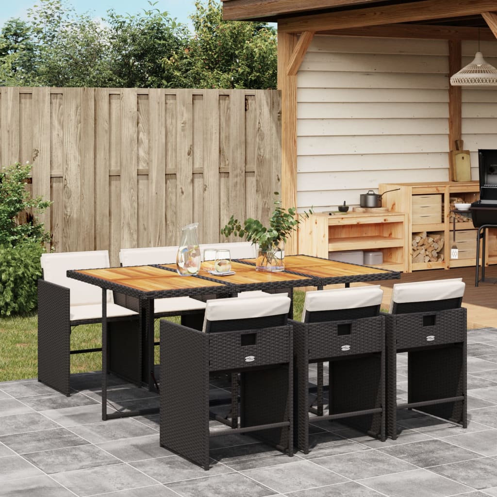 7-delige Tuinset met kussens poly rattan zwart is nu te koop bij PeponiXL, paradijselijk wonen!