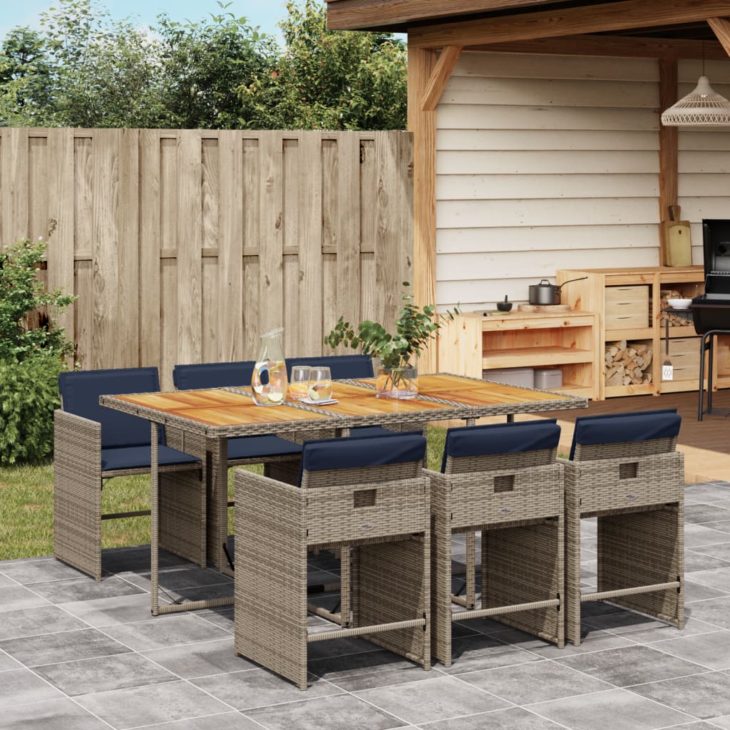 7-delige tuinset met kussens, grijs polyrotan is nu te koop bij PeponiXL, paradijselijk wonen!