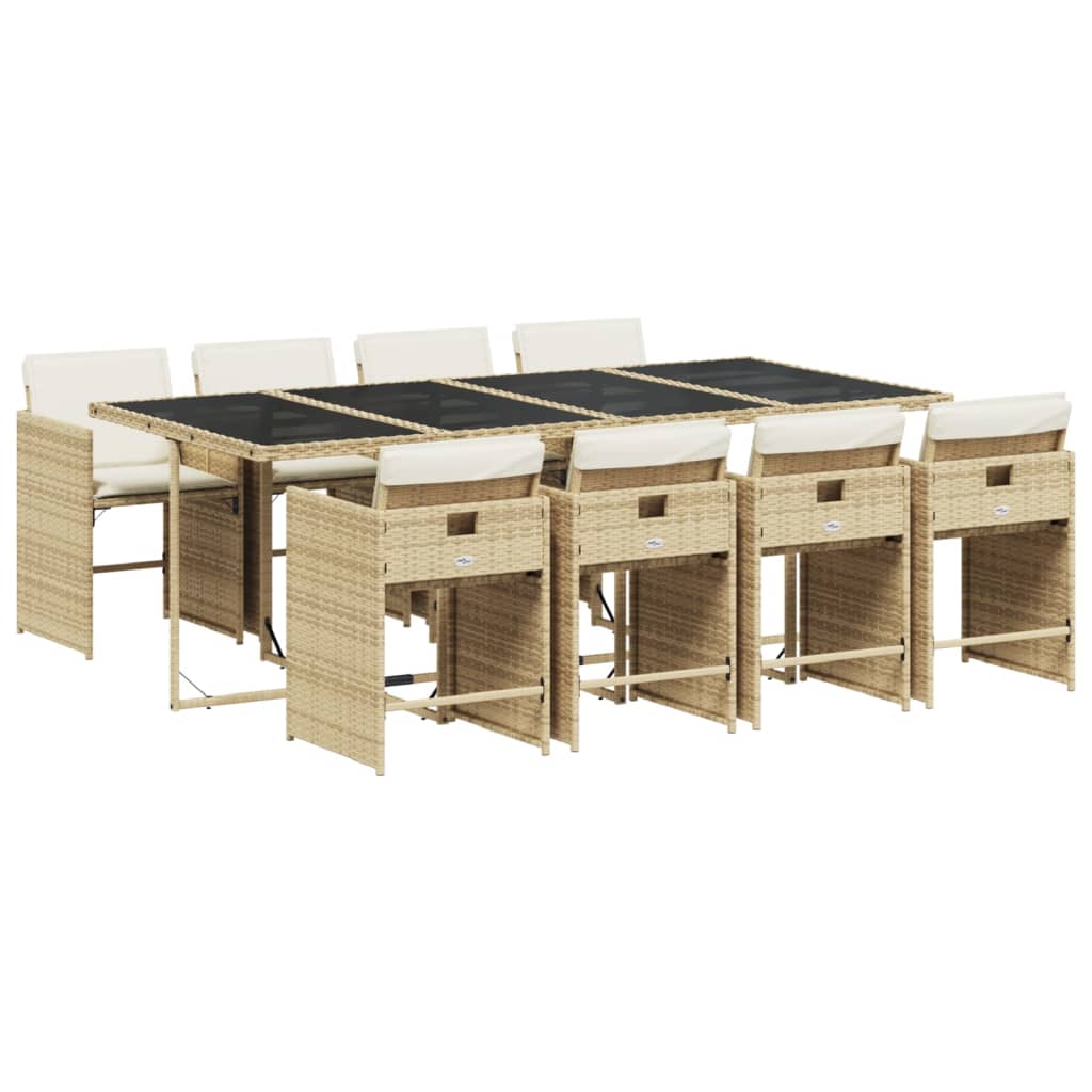 9-delige Tuinset met kussens poly rattan beige is nu te koop bij PeponiXL, paradijselijk wonen!