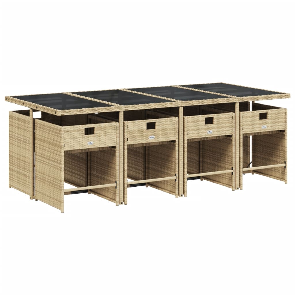 9-delige Tuinset met kussens poly rattan beige is nu te koop bij PeponiXL, paradijselijk wonen!